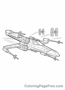 Star Wars coloring page - X-Wing Fighter Action