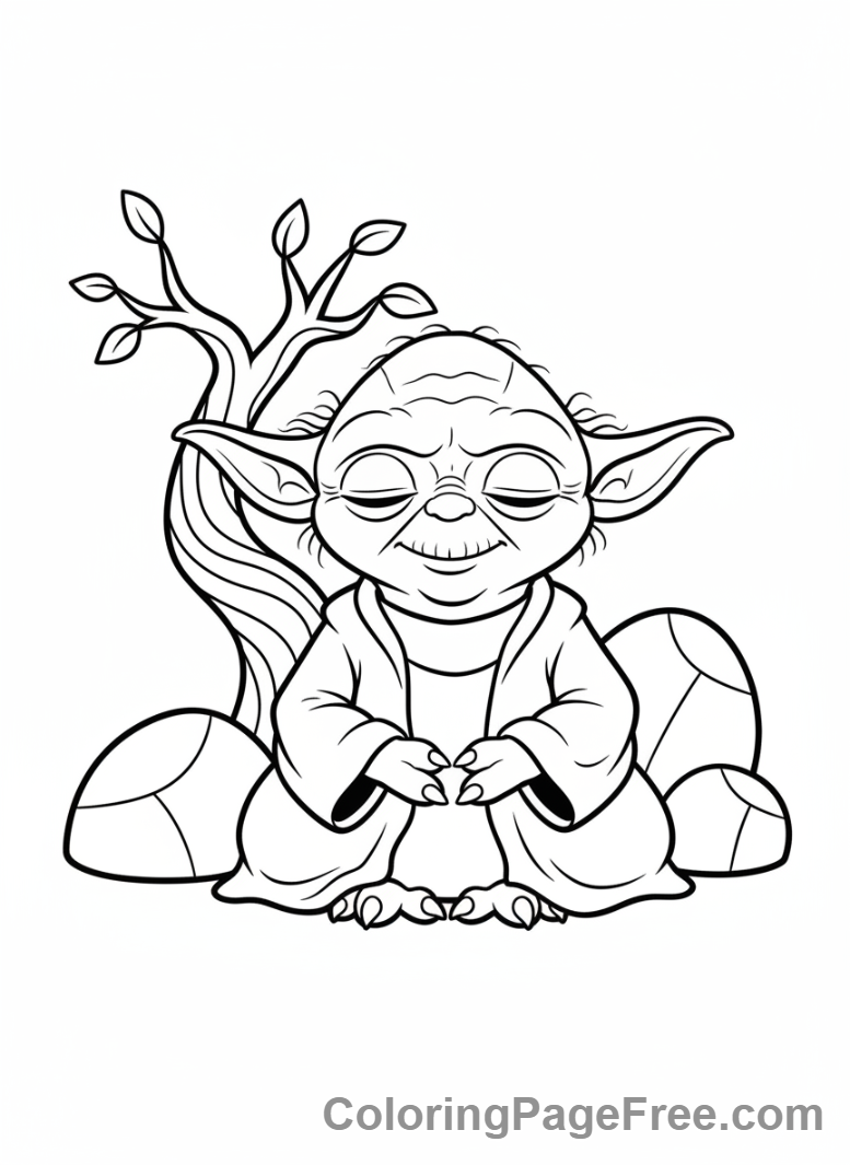 Star Wars coloring page - Yoda Meditating Calm