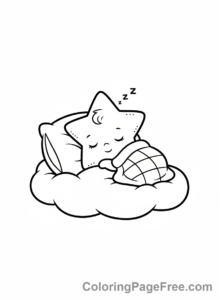 Stars coloring page - Baby star sleeping