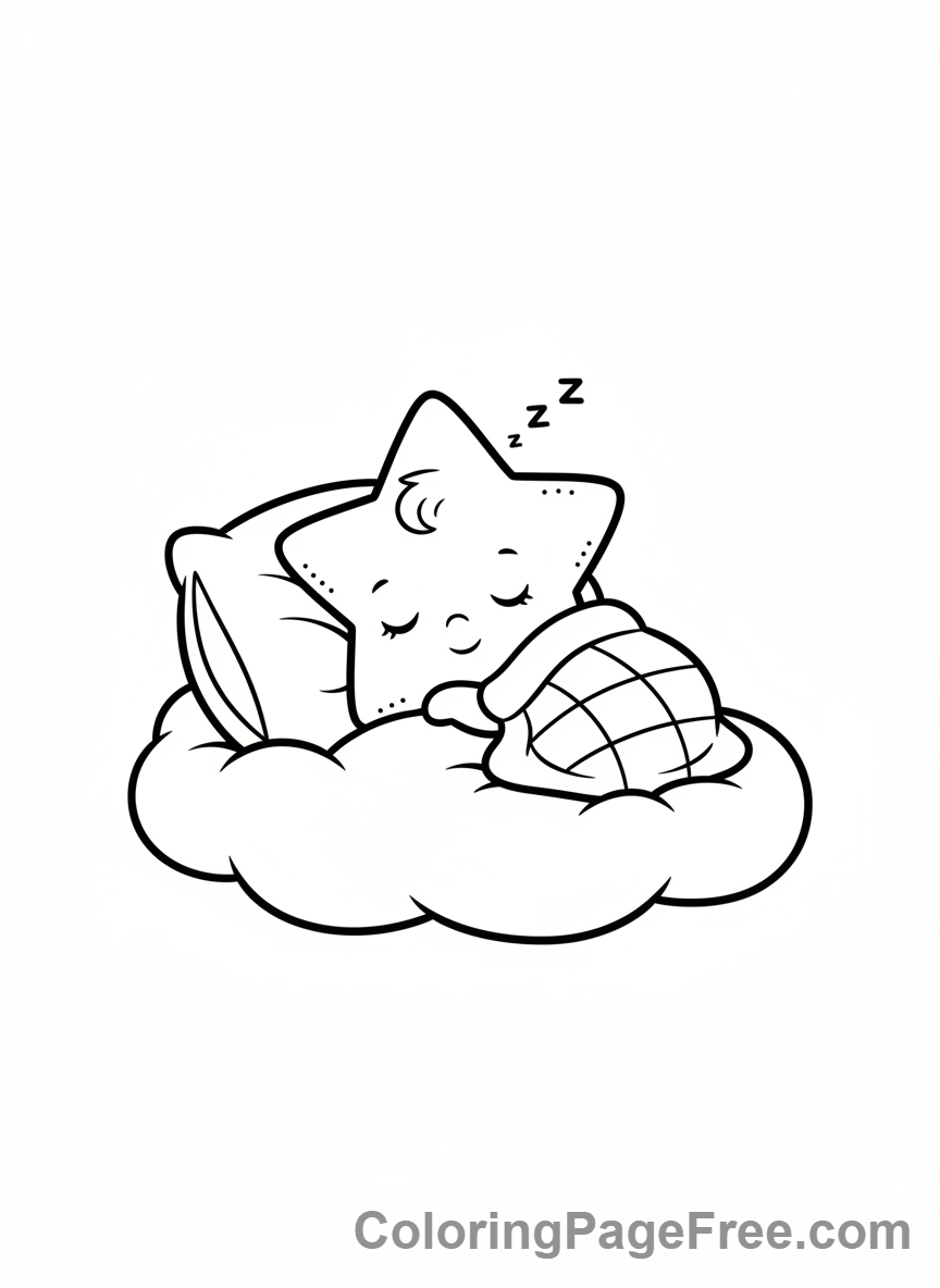 Stars coloring page - Baby star sleeping