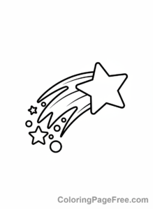 Stars coloring page - Shooting star zoom