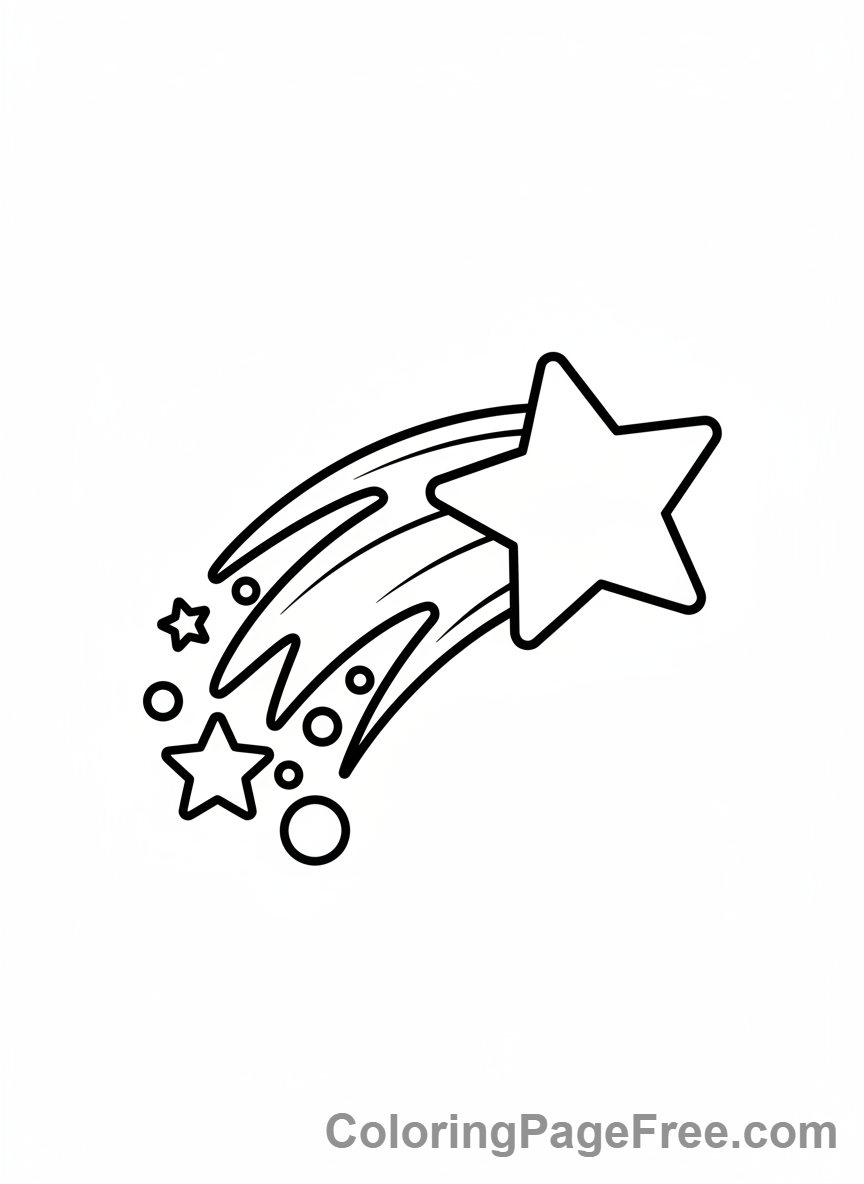 Stars coloring page - Shooting star zoom