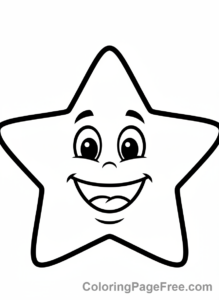 Stars coloring page - Smiling star close-up