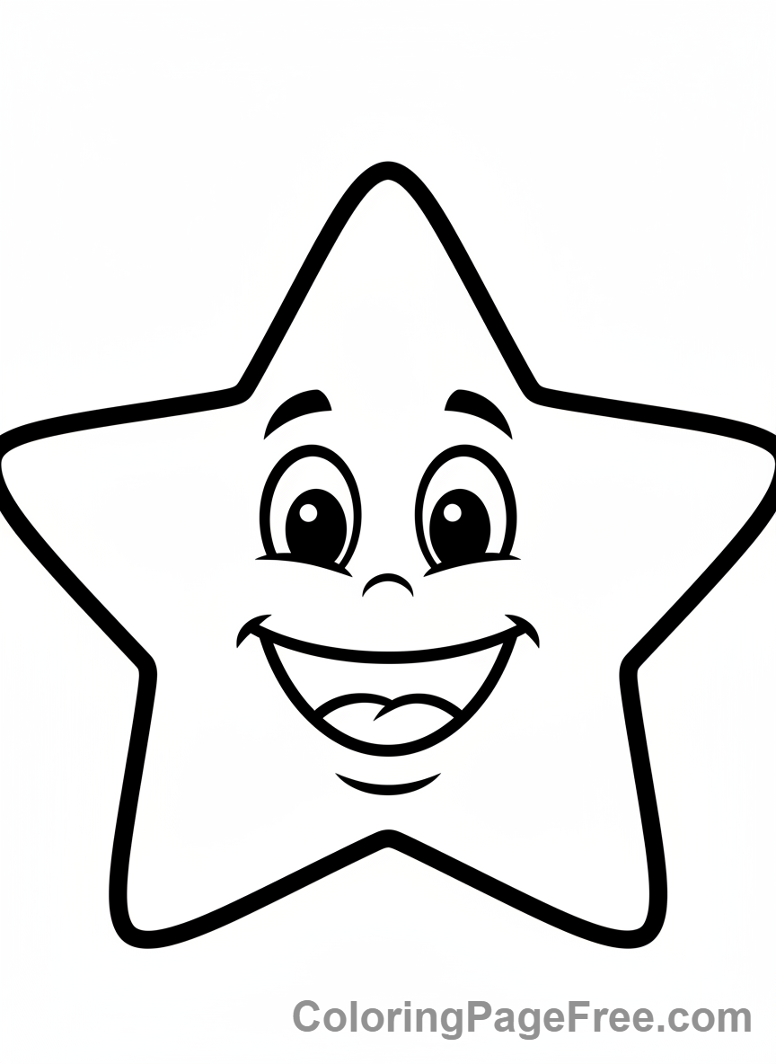 Stars coloring page - Smiling star close-up