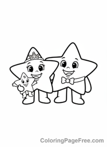 Stars coloring page - Star family portrait
