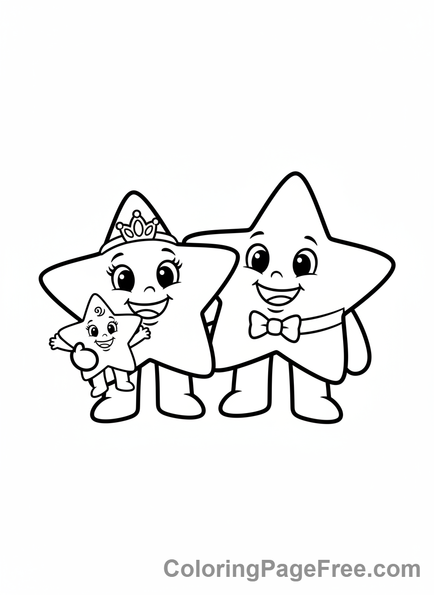 Stars coloring page - Star family portrait