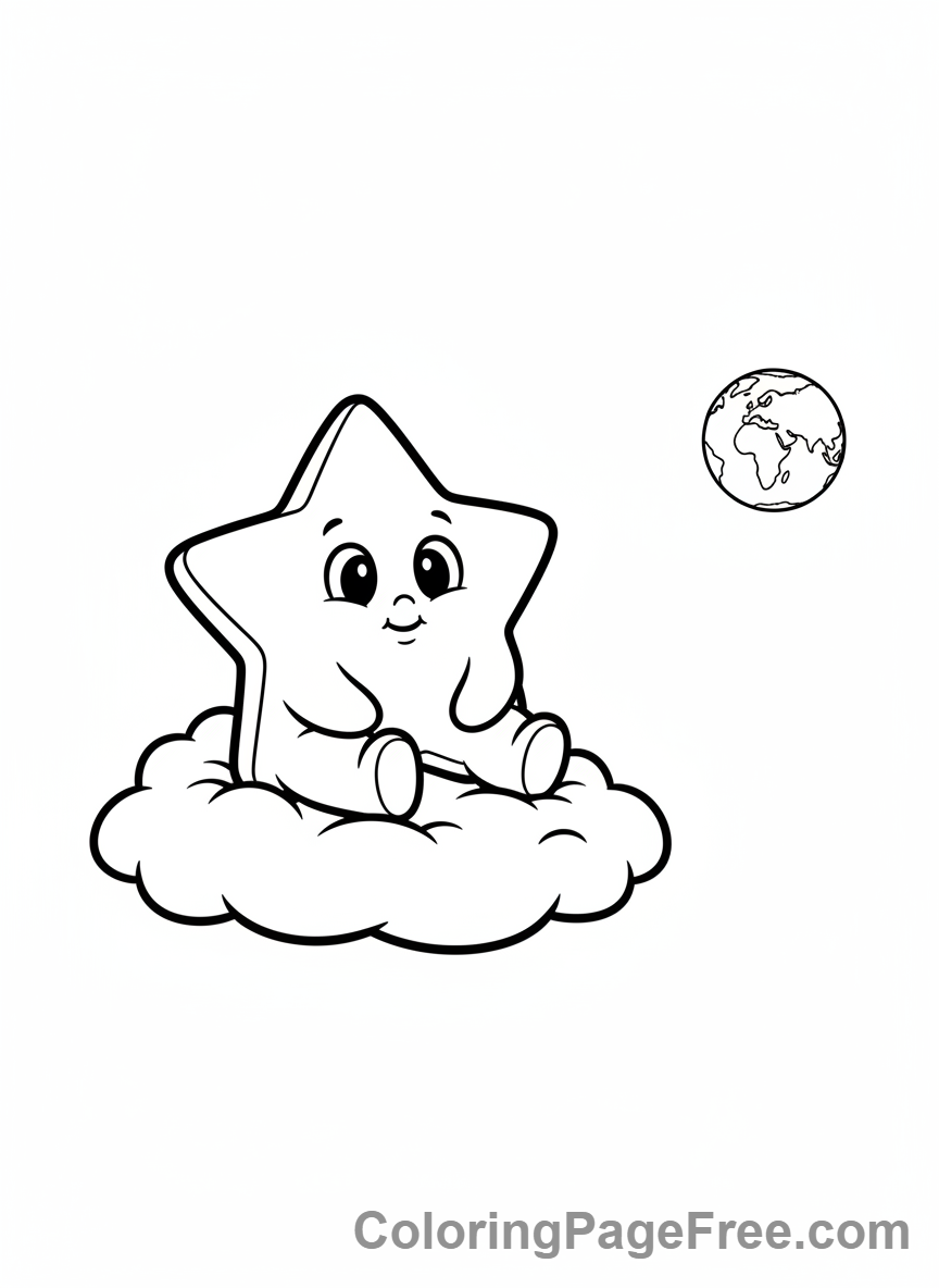 Stars coloring page - Star gazing Earth