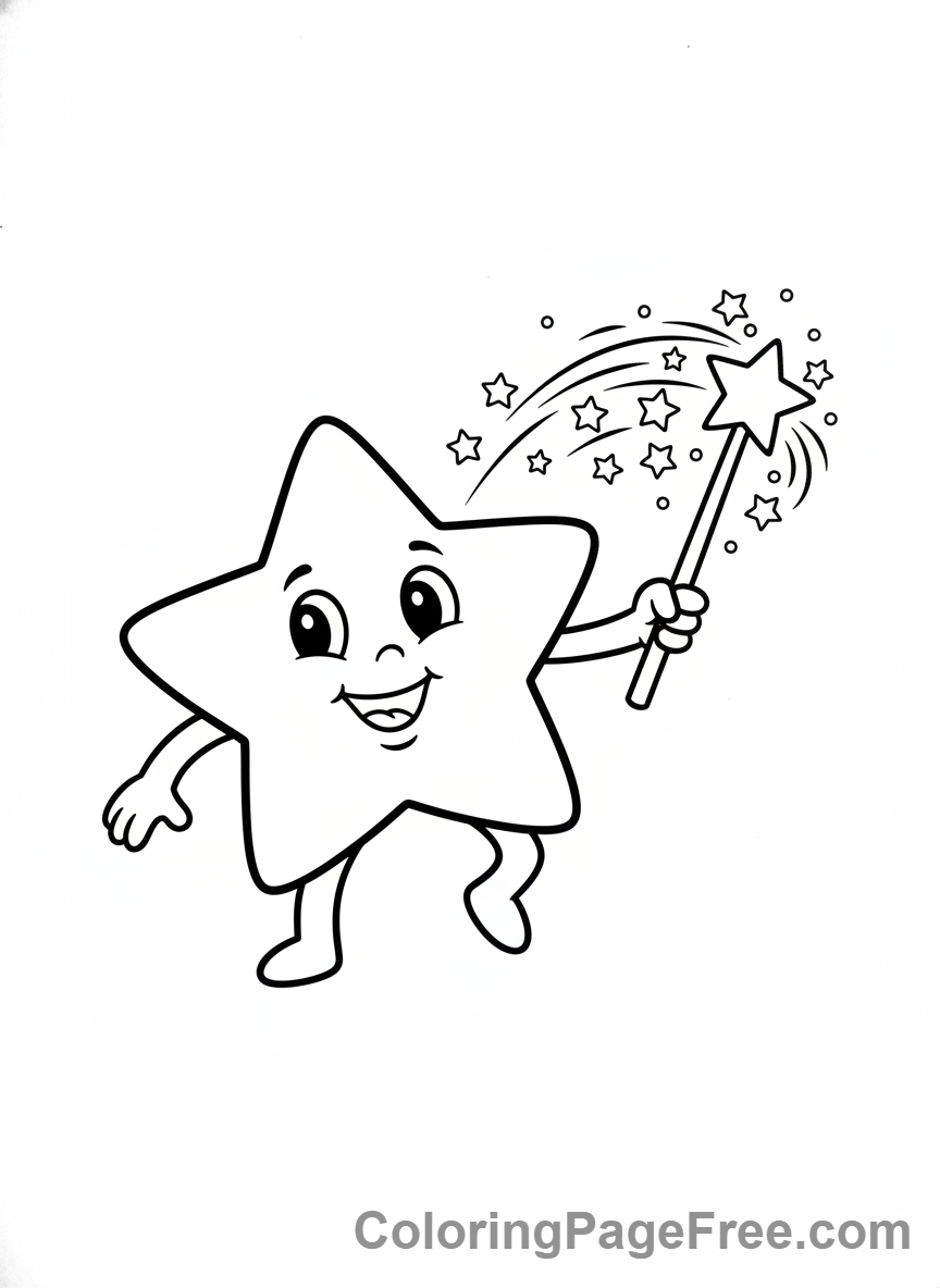 Stars coloring page - Star magic wand