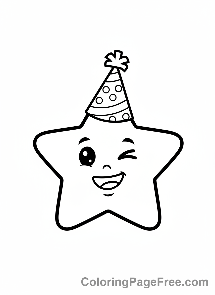 Stars coloring page - Star wearing hat