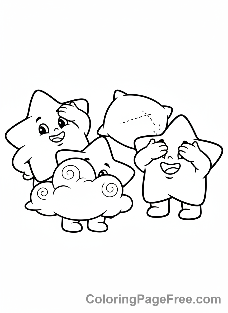 Stars coloring page - Stars playing together