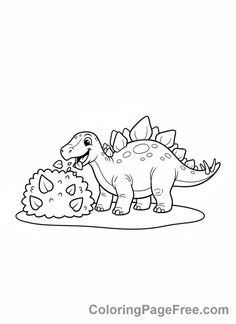 Stegosaurus coloring page - Stegosaurus eating plants