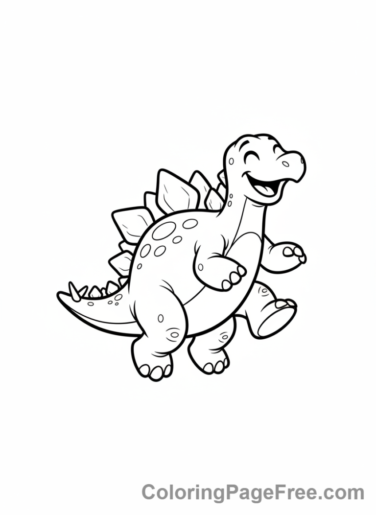 Stegosaurus coloring page - Stegosaurus happy jump