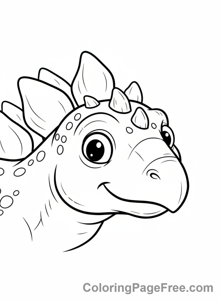 Stegosaurus coloring page - Stegosaurus head close-up