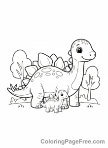 Stegosaurus coloring page - Stegosaurus mom baby