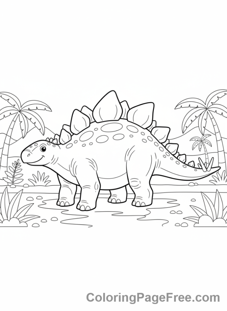 Stegosaurus coloring page - Stegosaurus standing calmly