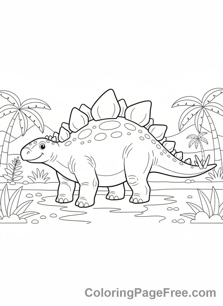 Stegosaurus coloring page - Stegosaurus standing calmly