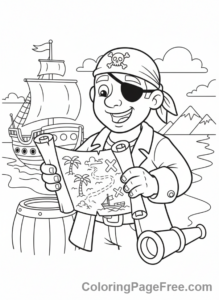 Storybook coloring page - Pirate treasure map