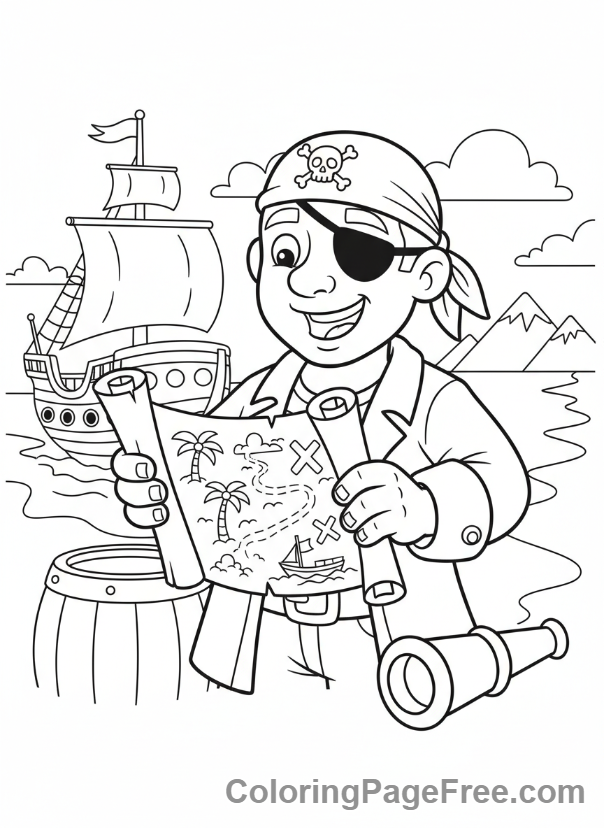 Storybook coloring page - Pirate treasure map