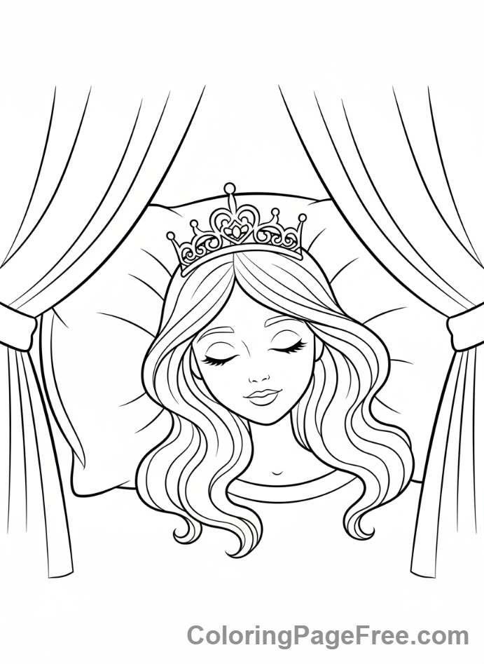 Storybook coloring page - Princess sleeping crown