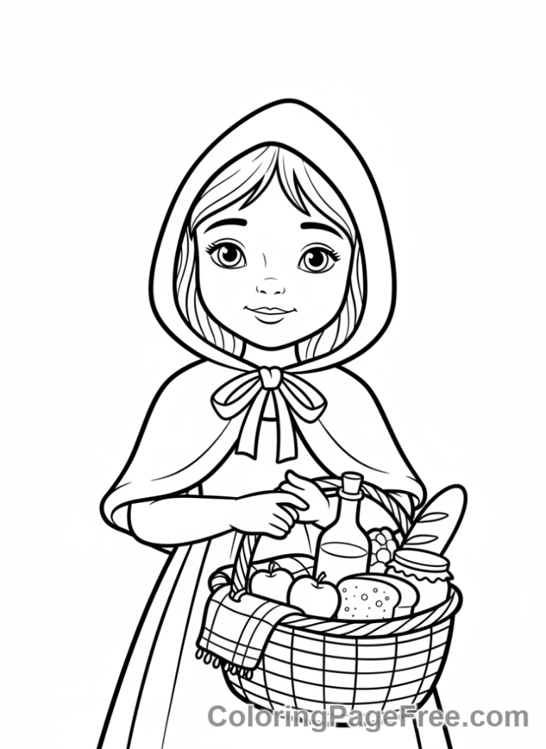 Storybook coloring page - Red Hood basket