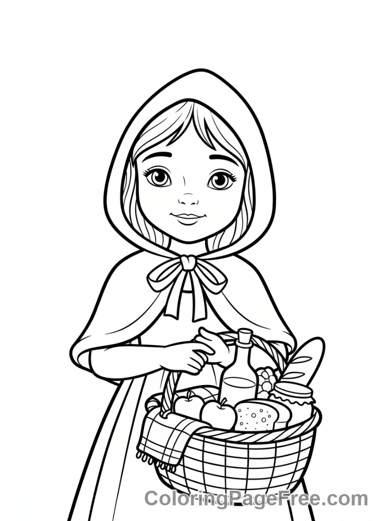 Storybook coloring page - Red Hood basket