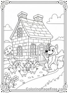 Storybook coloring page - Three Pigs house