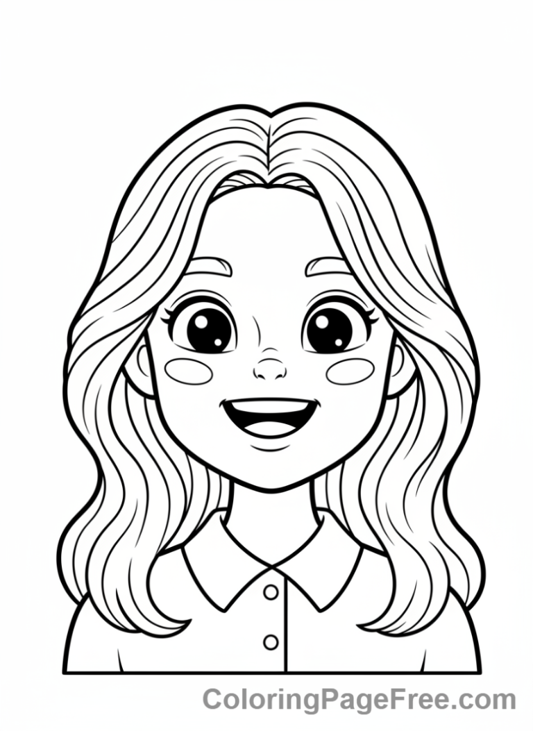 Students coloring page - Student smiling face