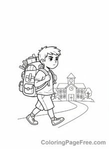 Students coloring page - Student with backpack
