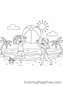 Summer coloring page - Beach ball game
