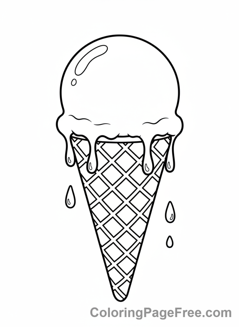 Melting Ice Cream Cone Coloring Page