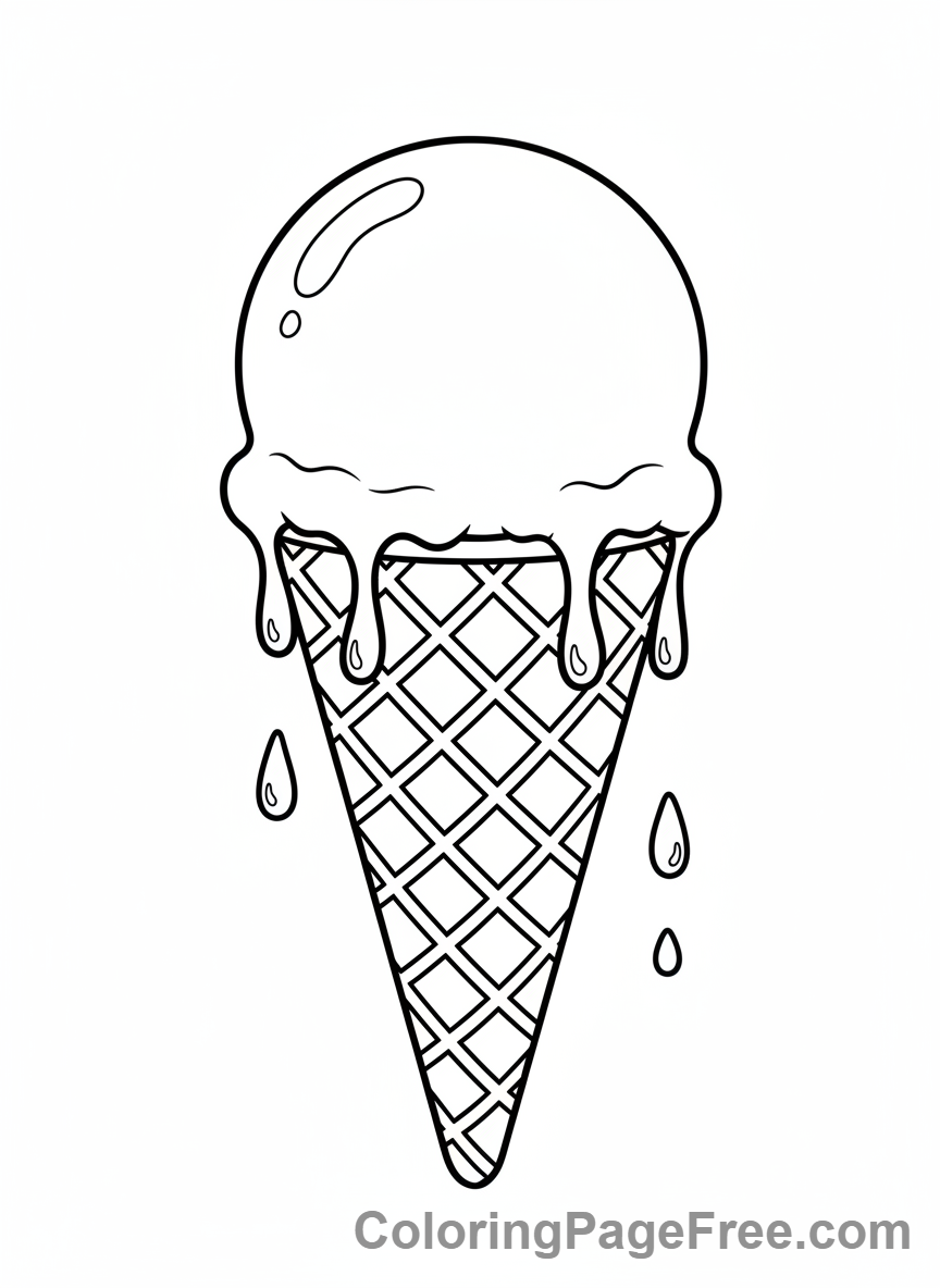 Summer Fun coloring page - Melting ice cream cone