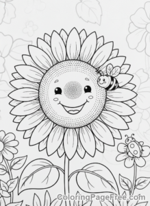 Summer Fun coloring page - Sunflower bee close-up