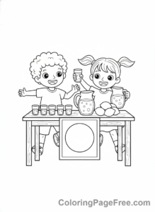 Summer coloring page - Lemonade stand children