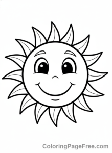 Sun coloring page - Smiling Sun Close-up