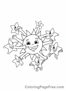 Sun coloring page - Sun and Stars