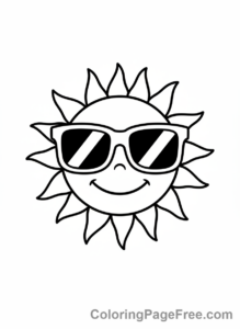 Sun coloring page - Sun in Sunglasses