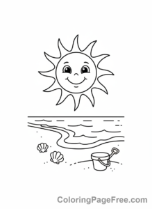 Sun coloring page - Sun Over Beach