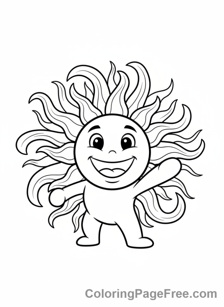 Sun coloring page - Sun Radiating Rays