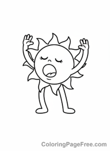 Sun coloring page - Sun Waking Up