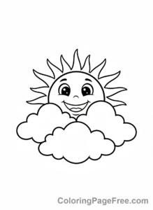 Sun coloring page - Sun with Clouds