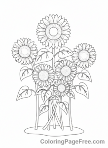 Sunflower coloring page - Sunflowers group