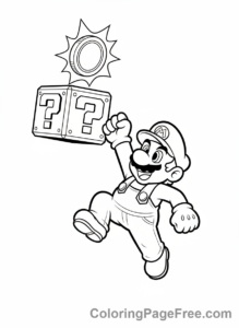 Super Mario coloring page - Mario jumping coin