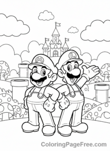 Super Mario coloring page - Mario Mushroom landscape