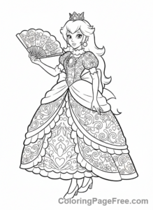 Super Mario coloring page - Peach elegant pose