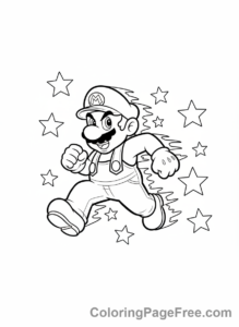 Super Mario coloring page - Star Mario running
