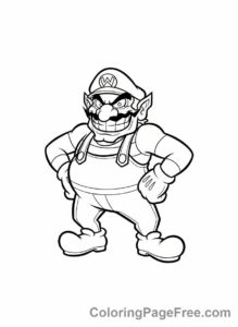 Super Mario coloring page - Wario mischievous grin