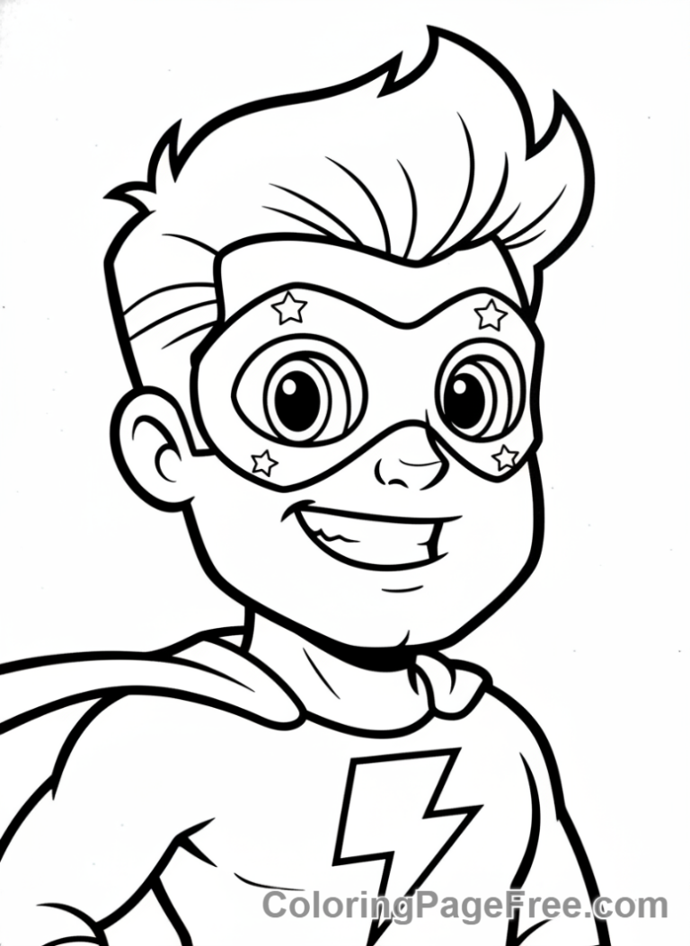 Superheroes coloring page - Hero close-up smiling