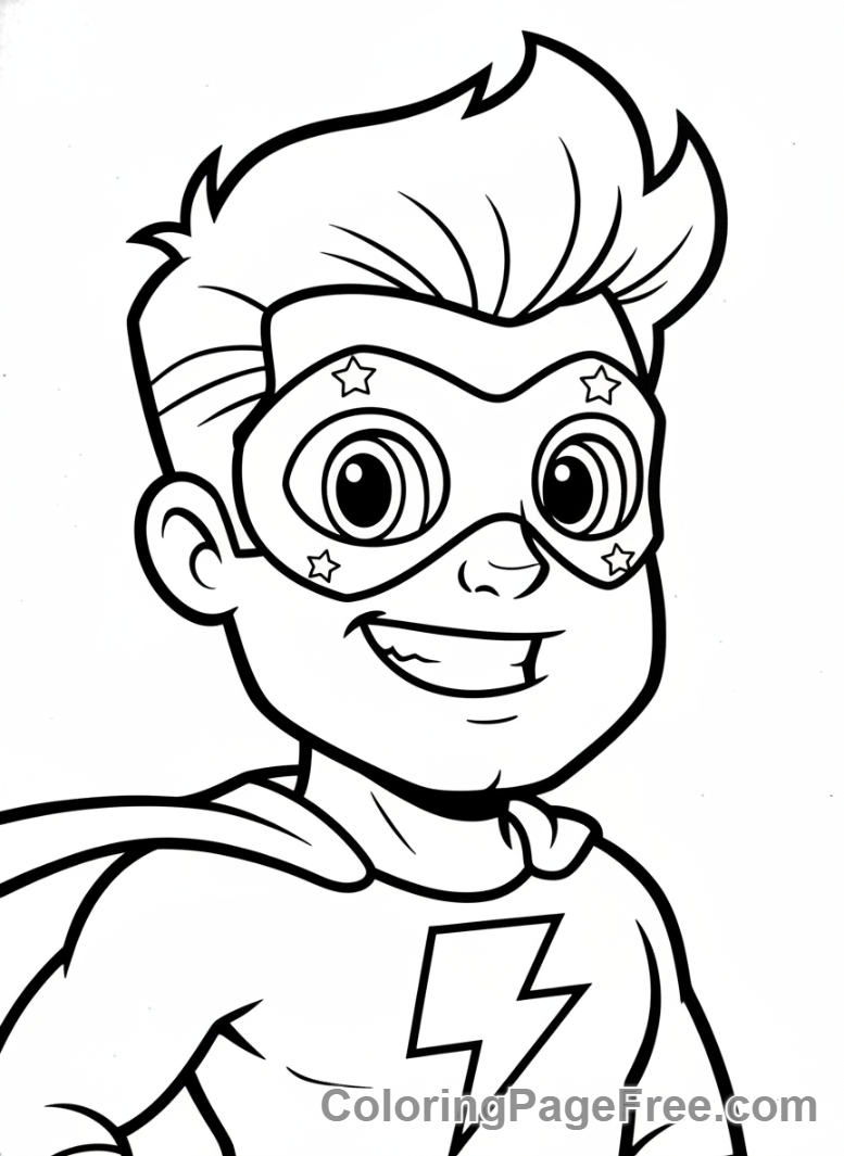 Superheroes coloring page - Hero close-up smiling