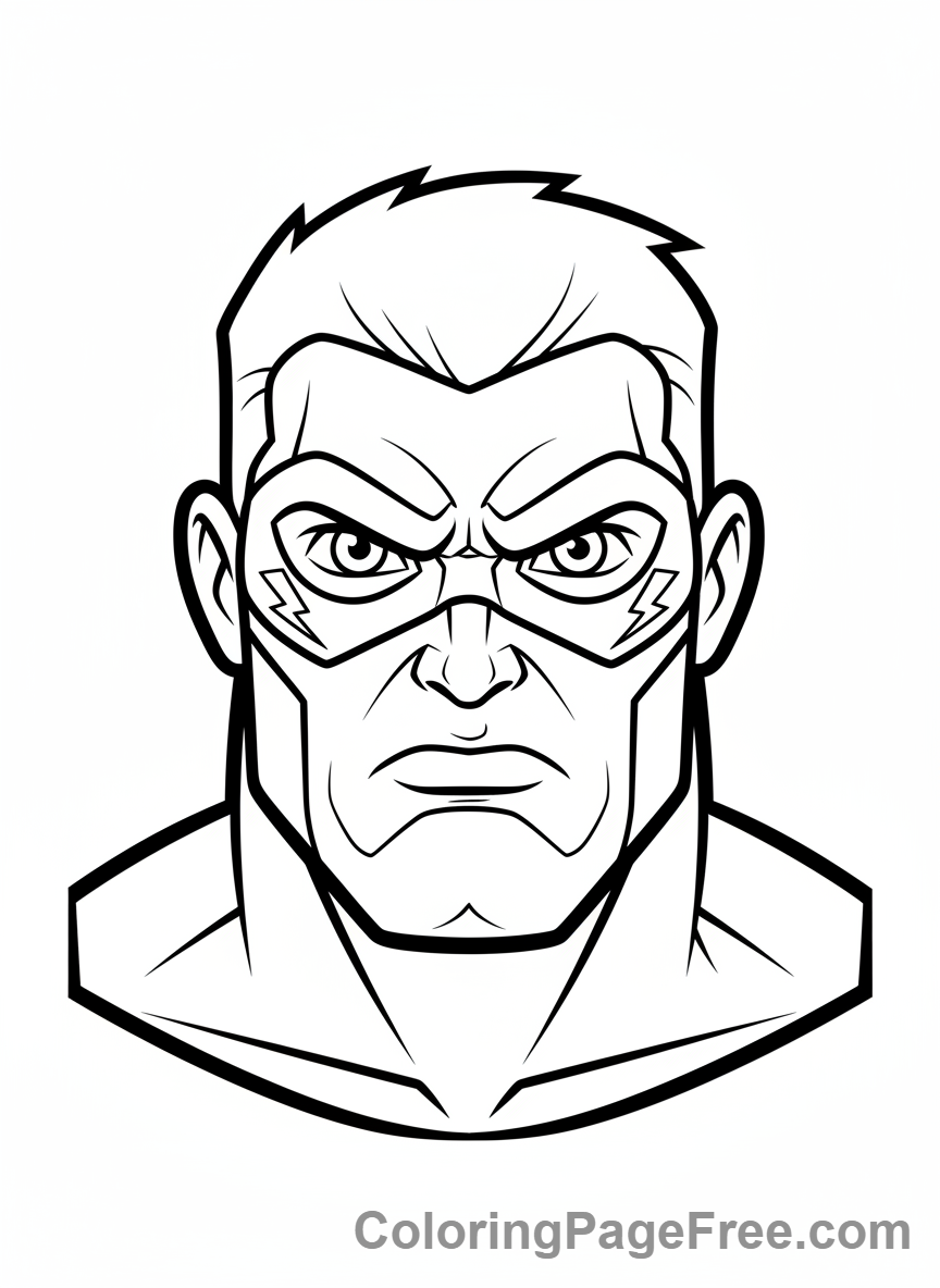 Superheroes coloring page - Hero focused determined