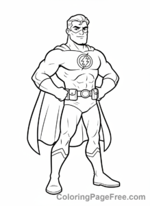 Superheroes coloring page - Hero standing proudly